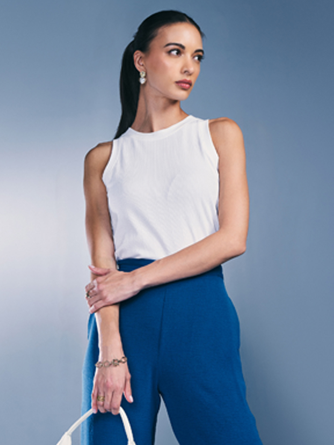 Sleek Chic Top, White, image 1